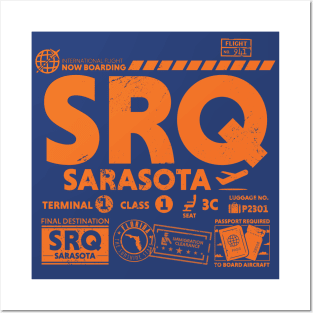 Vintage Sarasota SRQ Airport Code Travel Day Retro Travel Tag Florida Posters and Art